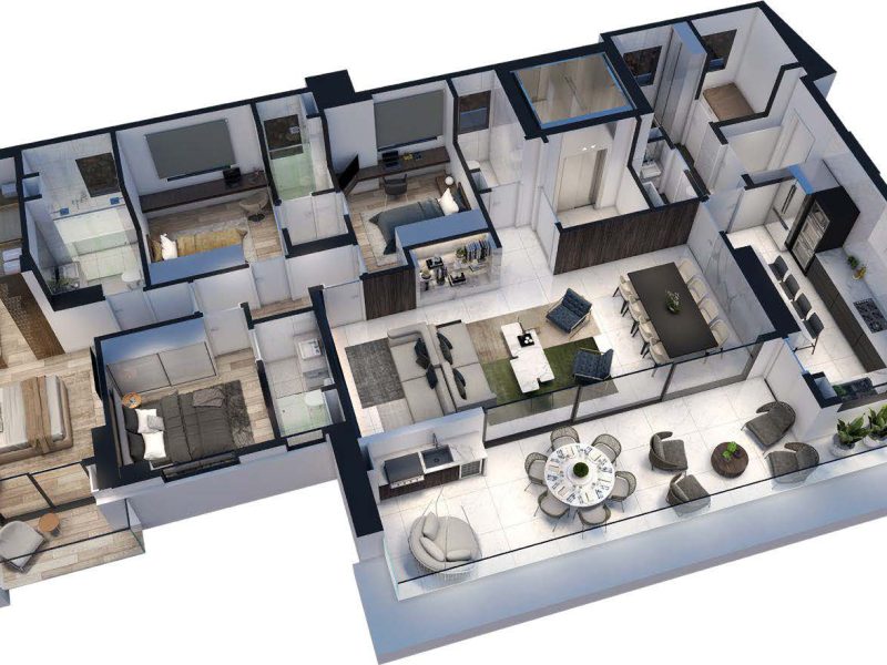 Apartamento tipo - 4 Q 190M 4 VAGAS 3D