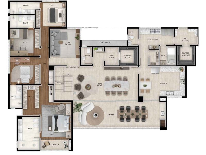 Cobertura 467,76M² - pavimento 1